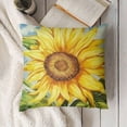 thumbnail image 3 of YINGXI  Summer Hello Sunshine Sunflower Get Cozy Throw Pillow Covers,Yellow Green Cushion Case for Sofa Couch Decorations 12x12in, 3 of 5