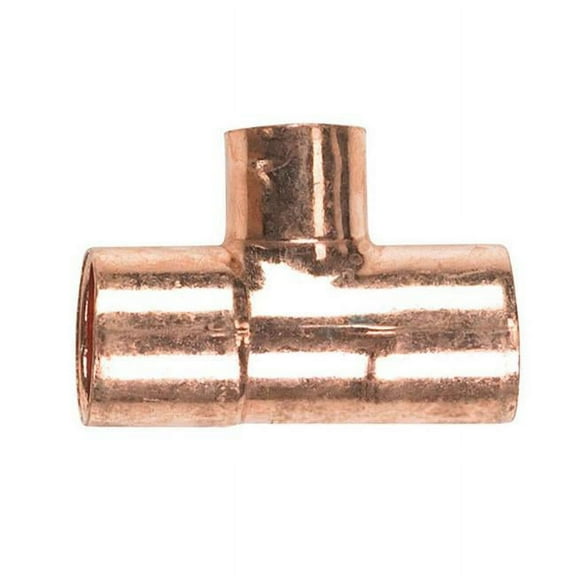 Elkhart Reducing Copper Pipe Tee Fitting - 32708 - 0.5 In. x 0.5 In. x 0.37 In. Bronze