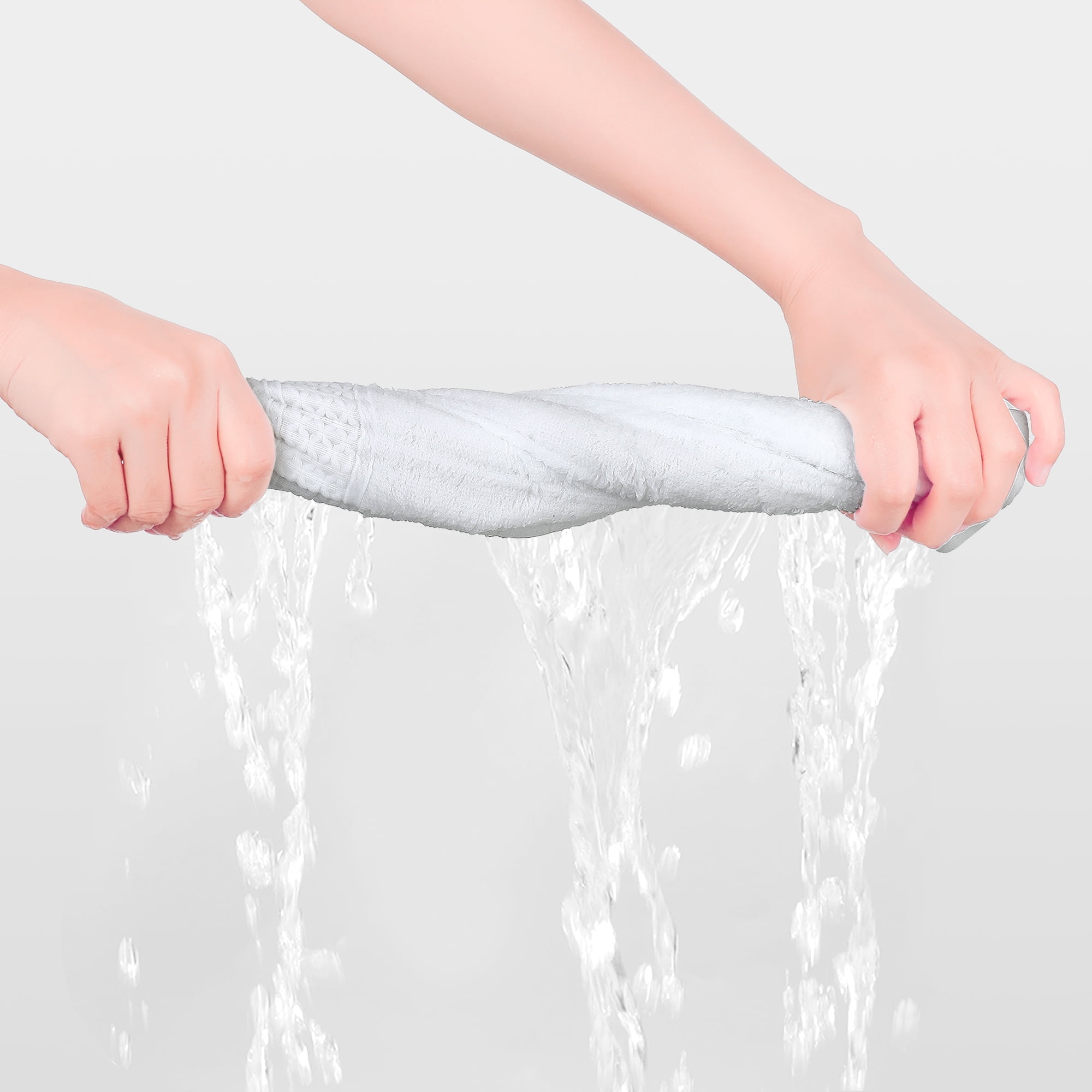 Unique Bargains Geometric Washcloths Set Cotton Bath Towels Low Lint White 12
