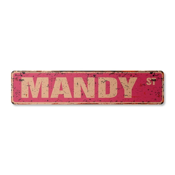 MANDY Vintage Plastic Street Sign Childrens Name Room Sign | Indoor/Outdoor | 24" Wide