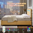 thumbnail image 3 of 4 EVER WINNER Twin Size LED Bed Frame with 2 Drawers, Twin Bed Frame with LED Light and Diamond Headboard, Modern Upholstered Bed Twin Size, Yellow, 3 of 6