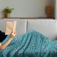 thumbnail image 3 of Cattle Soft Flannel Fleece Throw Blanket, Doodle Multiple Cows with Bells Continuous Pattern on Blue Background Print, Cozy Plush for Indoor and Outdoor Use, 60" x 80", Multicolor, by Ambesonne, 3 of 5