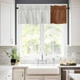 thumbnail image 2 of Hokiten Rod Pocket Curtain Valance, Boho Brown Leather Texture Farmhouse Window Valance for Living Room, Bedroom, Kitchen Modern Black Striped 60"W x 18"L, 2 of 8