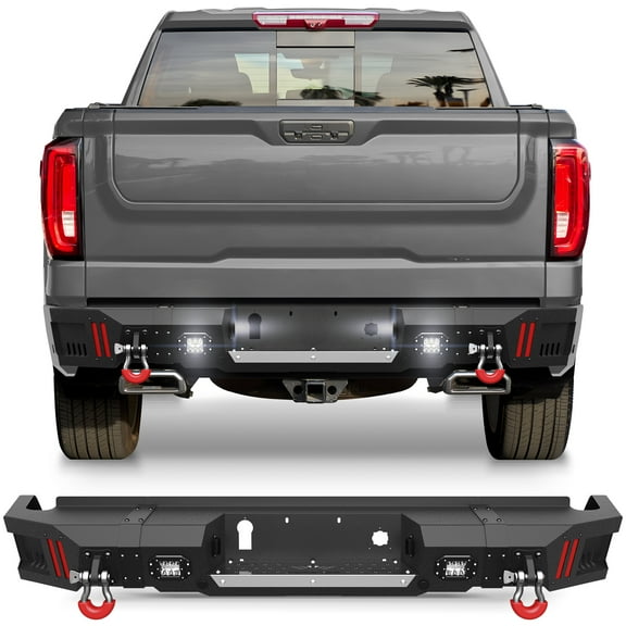 POFENZE Silverado 1500 Rear Bumper Textured Black Pickup Truck Bumper for Chevy Silverado 1500 and GMC Sierra 1500 2019-2024
