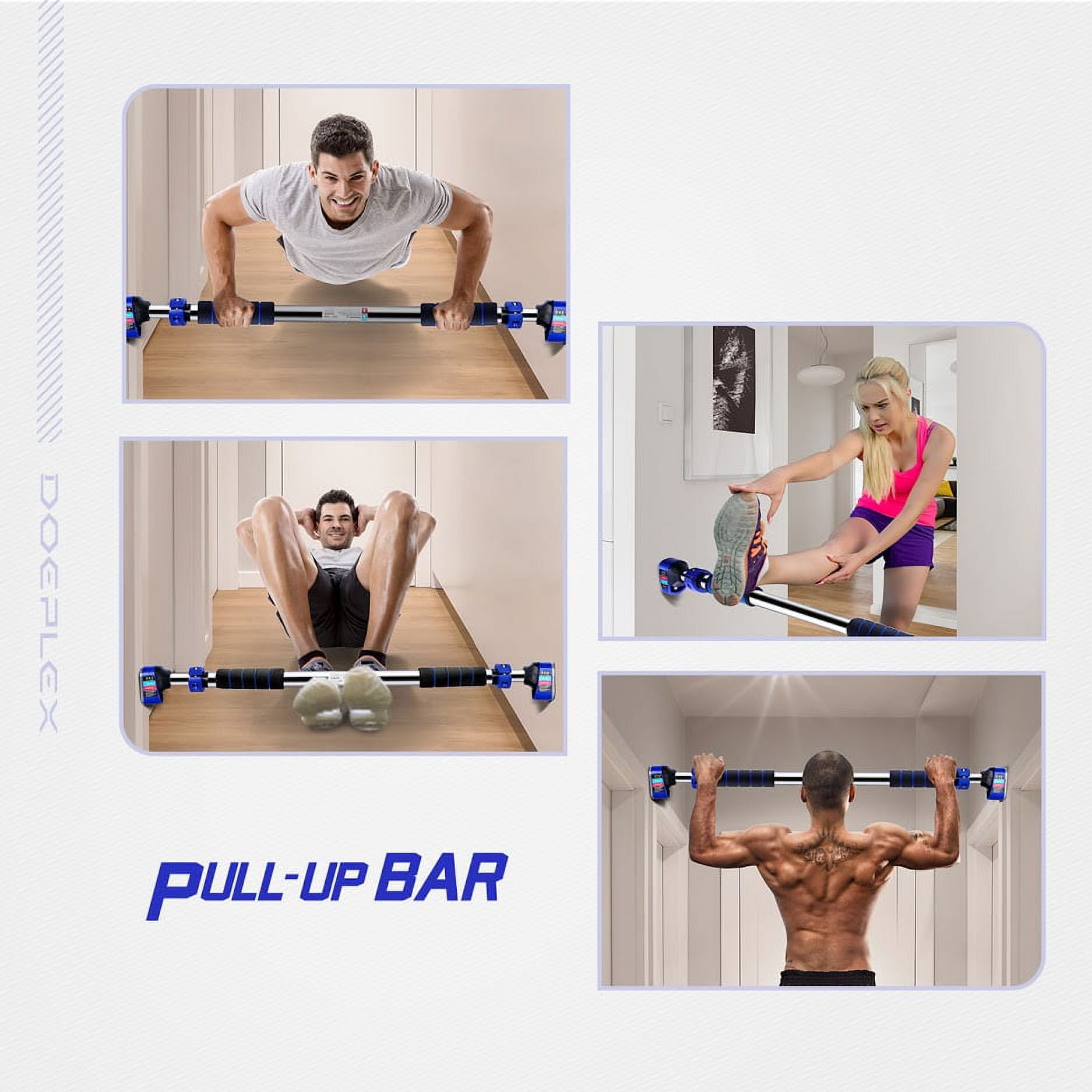 Doeplex Pull Up Bar A with Locking Mechanism, Door Exercise Bar Without Screw Installation - Maximum Load 440LB - Workout Bar with 27.6“ - 35.4'' Adjustable Width