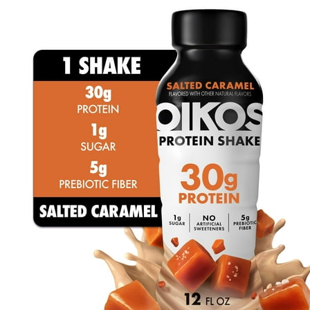 Oikos Protein Shake, Shelf Stable, Salted Caramel, 30g Protein, 12 fl oz Bottle
