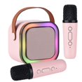 thumbnail image 1 of Máquina de karaoke Hopjuery Karaoke para niños y adultos con 2 micrófonos, color rosa, 1 of 7