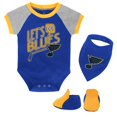 thumbnail image 1 of Outerstuff Newborn St. Louis Blues Let's Go Team Creeper, Bib & Booties Set, 1 of 6