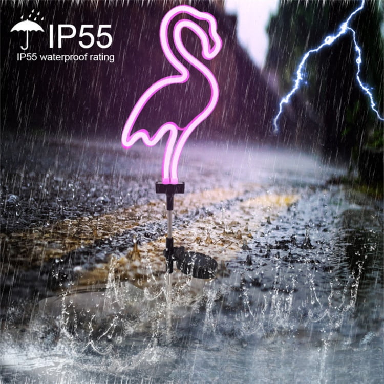 1pcs Solar Flamingo Lawn Lights, Outdoor Garden Decor with 3 Pink Flamingo Stake Lights, Waterproof Solar Powered Pathway Lights for Yard, Patio, Pool Party & Tropical Decor, Auto On/Off
