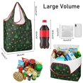 thumbnail image 3 of 5 Pack Foldable Shopping Bag,Dark Green Christmas Tree and Star Pattern Reusable Grocery Bags with Pockets,Large Reusable Tote Bags with Handles Waterproof & Lightweight, 3 of 6
