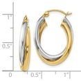 thumbnail image 3 of 14K Two-Tone Gold Earring Hoop Women'S 22 mm 18 Polished Oval Hinged Earrings, 3 of 3