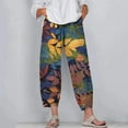thumbnail image 2 of BJUTIR Pants For Women Elastic Waist Pants Printed Wide Loose Linen Cotton Pants Trousers Leg Pants, 2 of 3