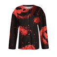 thumbnail image 4 of Halloween Sweaters for Women Funny Halloween Pumpkin Womens Cardigan Sweaters Button Knit Cropped Long Sleeve Fall Holiday Comfy Cardigan Sweaters Wine S, 4 of 6