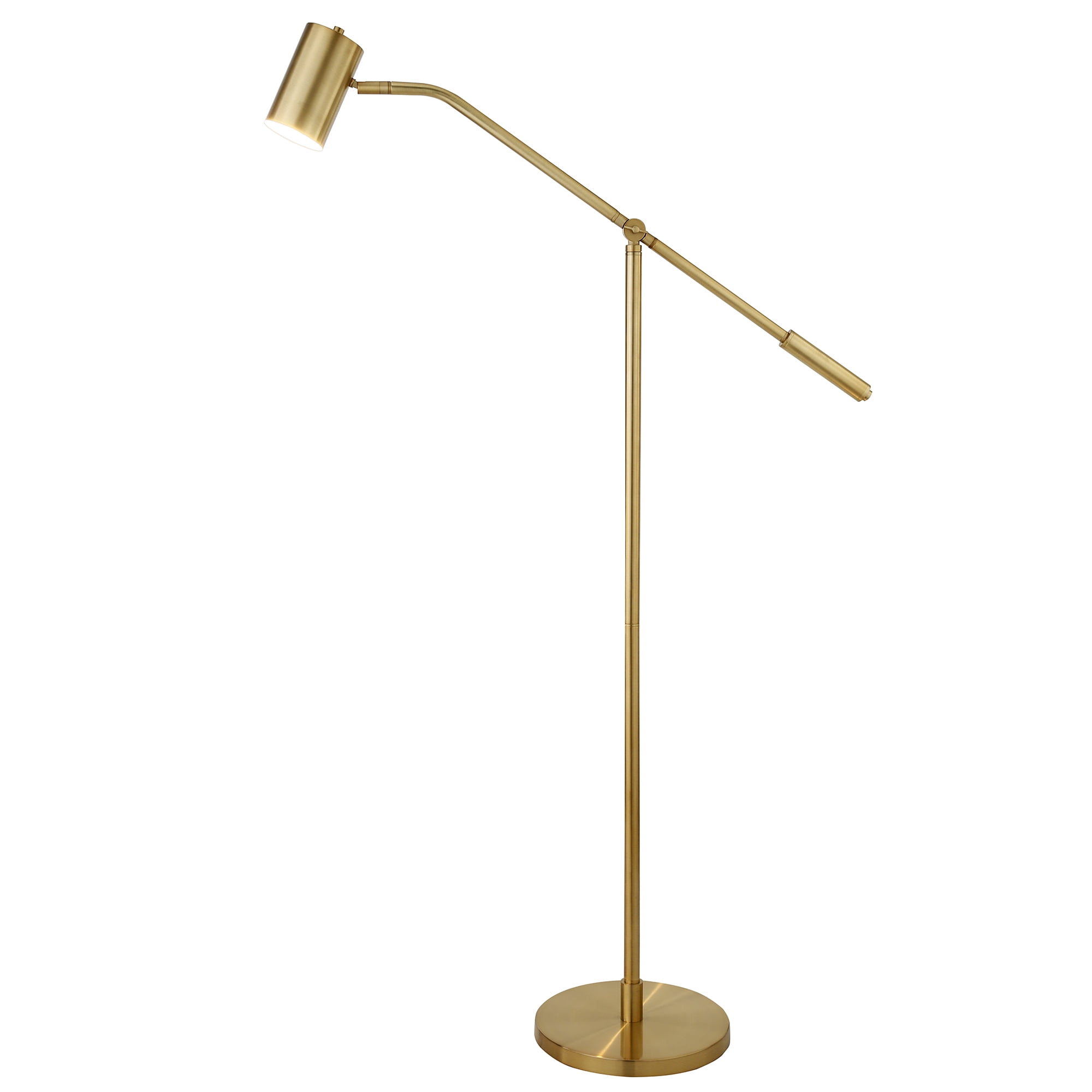 Evelyn&Zoe Willis Pharmacy Floor Lamp with Metal Shade, Brass/Brass