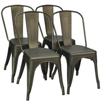 Costway Set of 4 Dining Side Chair Stackable Bistro Cafe Metal Stool Gunmetal