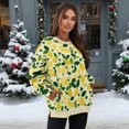 thumbnail image 3 of Xoenoiee Lemon Leaves Print Women's Long Sleeve Sweatshirts Pullover Casual Crewneck Tunic Tops Drop Shoulder Sweartshirts with Side Slits, Size L, 3 of 7