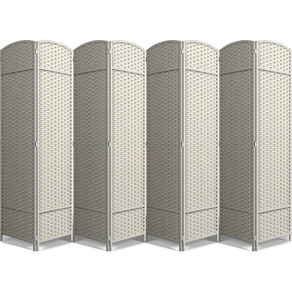 Room Divider Privacy Screen, 6 ft. Tall Extra Wide Foldable Panel Partition Wall Divider, Double Hinged Room and Folding Privacy Screens Beige