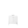 thumbnail image 1 of James Martin Furniture E445-V36-GW-3CAR 36 in. Addison Single Vanity Cabinet with Doors & 3 CM Carrara White Top, Glossy White, 1 of 4
