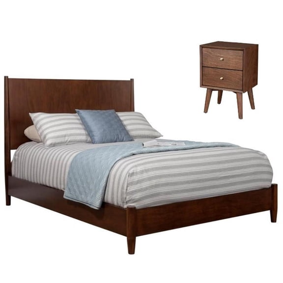 Home Square 2 Piece Set with Nightstand and Standard Full Size Panel Bed