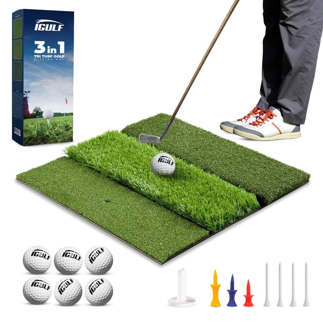 Alfombrilla de golf IGULF Elite 3 en 1, extra grande, 60 x 60 cm