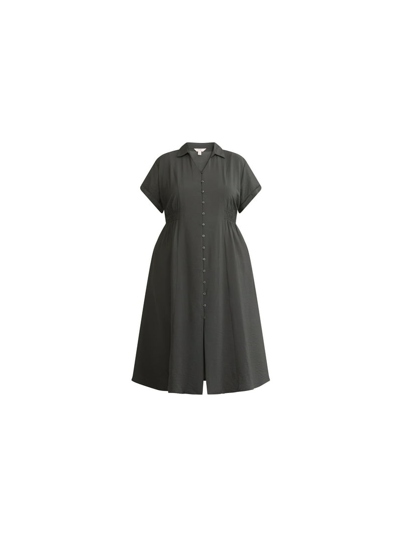 plus size utility shirt dress Terra & Sky Women's Plus Size Utility Shirt Dress, 0X-5X