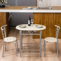 3 Pieces Dining Set, Bistro Table Set with Metal Frame and Shelf Storage, Contemporary Bar Table Set, Couple Wooden Table and 2 Chairs Set for Cafe/Breakfast Nook/Kitchen, Space Saving, JA1539