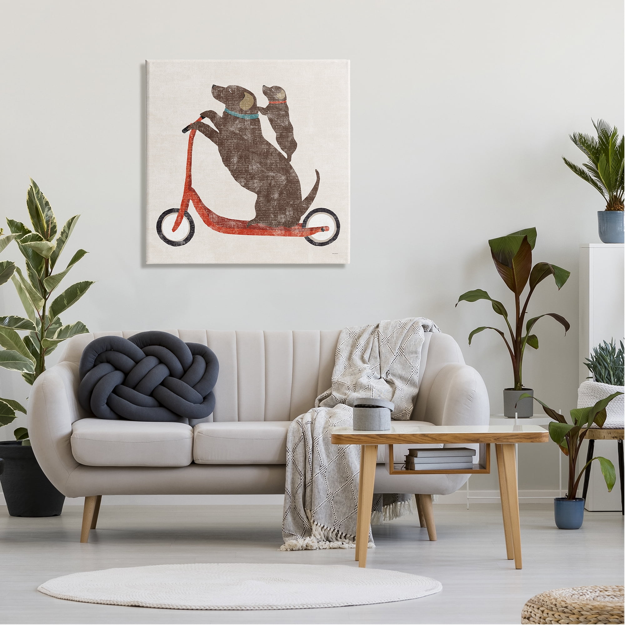 Stupell Industries Red Scooter Dogs Duo Animals & Insects Painting Gallery Wrapped Canvas Print Wall Art, 30 x 30