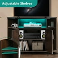 thumbnail image 3 of DreamCurship Modern Farmhouse Corner TV Stand for TVs Up to 55 Inch, Entertainment Center with Adjustable Shelves for Living Room, Brown, 3 of 7