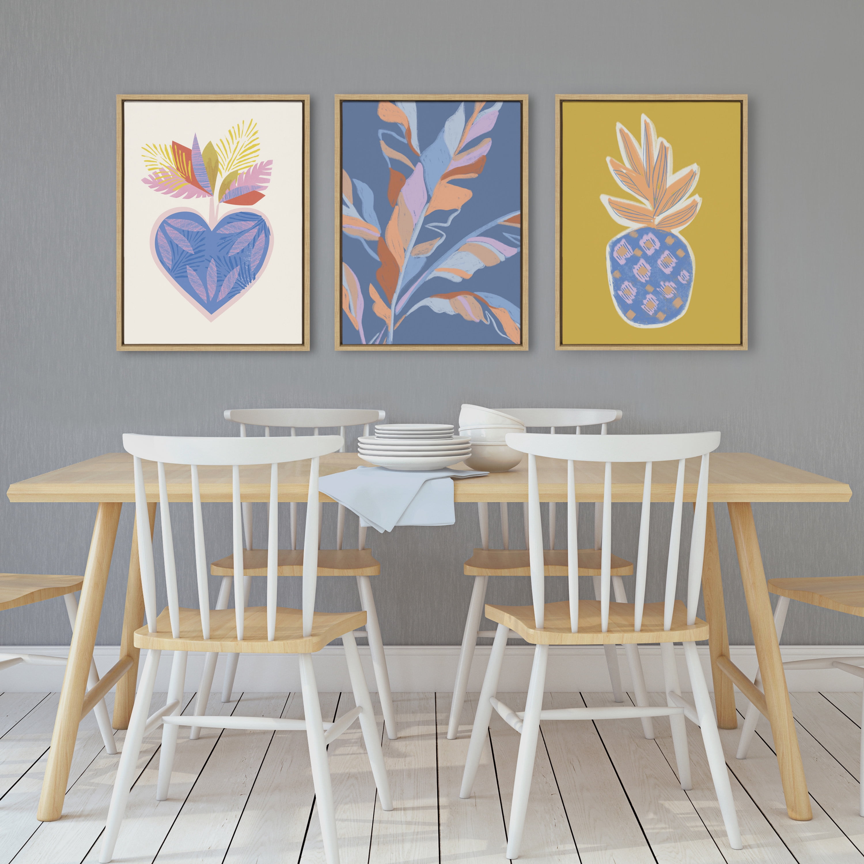 Kate and Laurel Flowers Framed Canvas Art Print, 18" x 24"