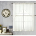 thumbnail image 2 of Kate Aurora Modern Chic Complete 4 Piece Striped Sheer Kitchen Curtain Tier & Valance Set - Beige, 2 of 2