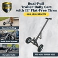 thumbnail image 3 of Tow Tuff Dual-Pull Trailer Dolly Cart with 12 Inch Flat-Free Tires, Steel Frame, Black, 3 of 5