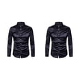 thumbnail image 1 of Minnieouse Camisa transpirable para hombre Satén con mangas largas - Trabajo Boda o hogar Camisa para hombre Manga larga formal Grande negro L negro L 2piezas, 1 of 6