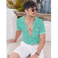 thumbnail image 4 of COOFANDY Beach Shirts for Men Vintage Knit Button Down Short Sleeve Polo Shirt Casual Summer, 4 of 9