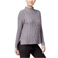 thumbnail image 1 of Suéter de punto de cable Kensie para mujer, gris, pequeño, 1 of 2