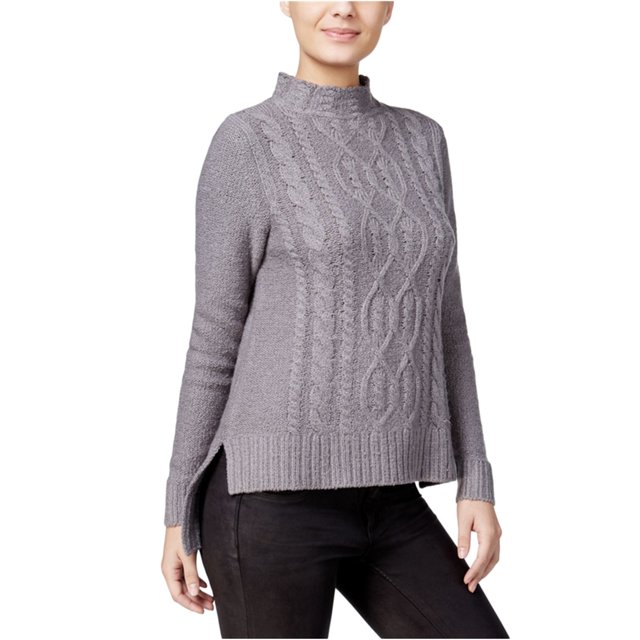 Suéter de punto de cable Kensie para mujer, gris, pequeño
