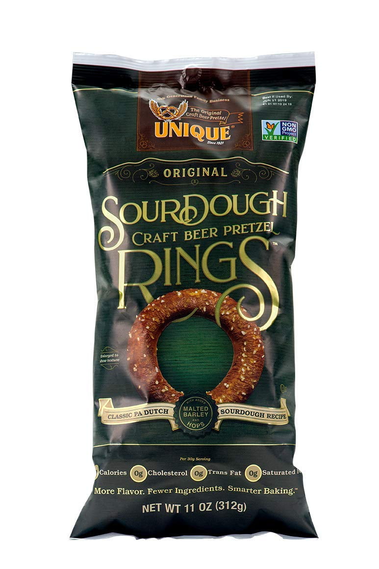 Unique Pretzels Sourdough Craft Beer Pretzel Rings, 11 Ounce, 12 Count