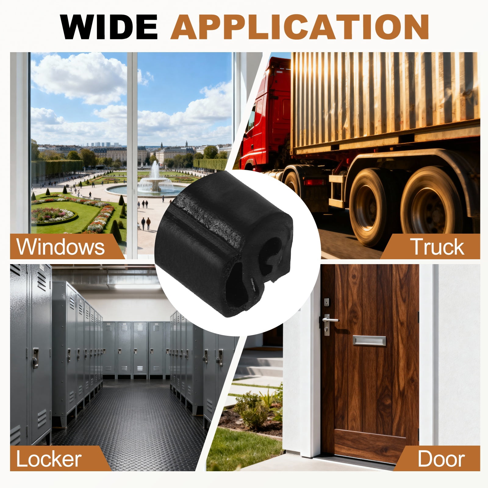 Door Weather Stripping 9.8FT, 12mm W x 12mm H EPDM Car Door Rubber Edge Trim Seal Strip Gasket with Side Bulb Fit 1mm to 2.5mm Edge for Electrical Cabinet Car Boat RV Truck, Black