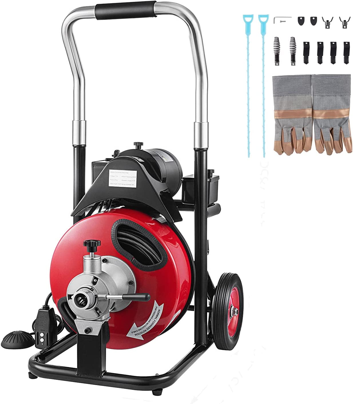 SHZOND Drain Cleaning Machine 3/8 Inch x 100ft, Auto Feed Drain Cleaner Machine 370 W with 8