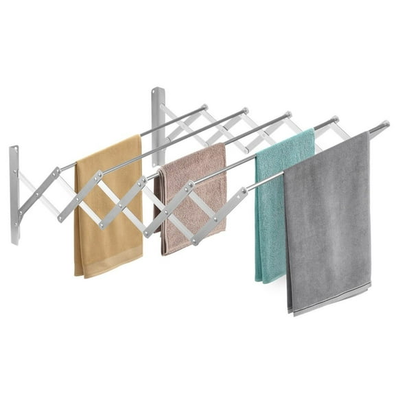 Mural Clothes Drying Rack, Extensible en Acier Inoxydable Serviette Rack, Blanchisserie Rétractable Séchoir Rack, Mural Vêtements Aérateur pour Salle de Bains Cuisine Maison Balcon