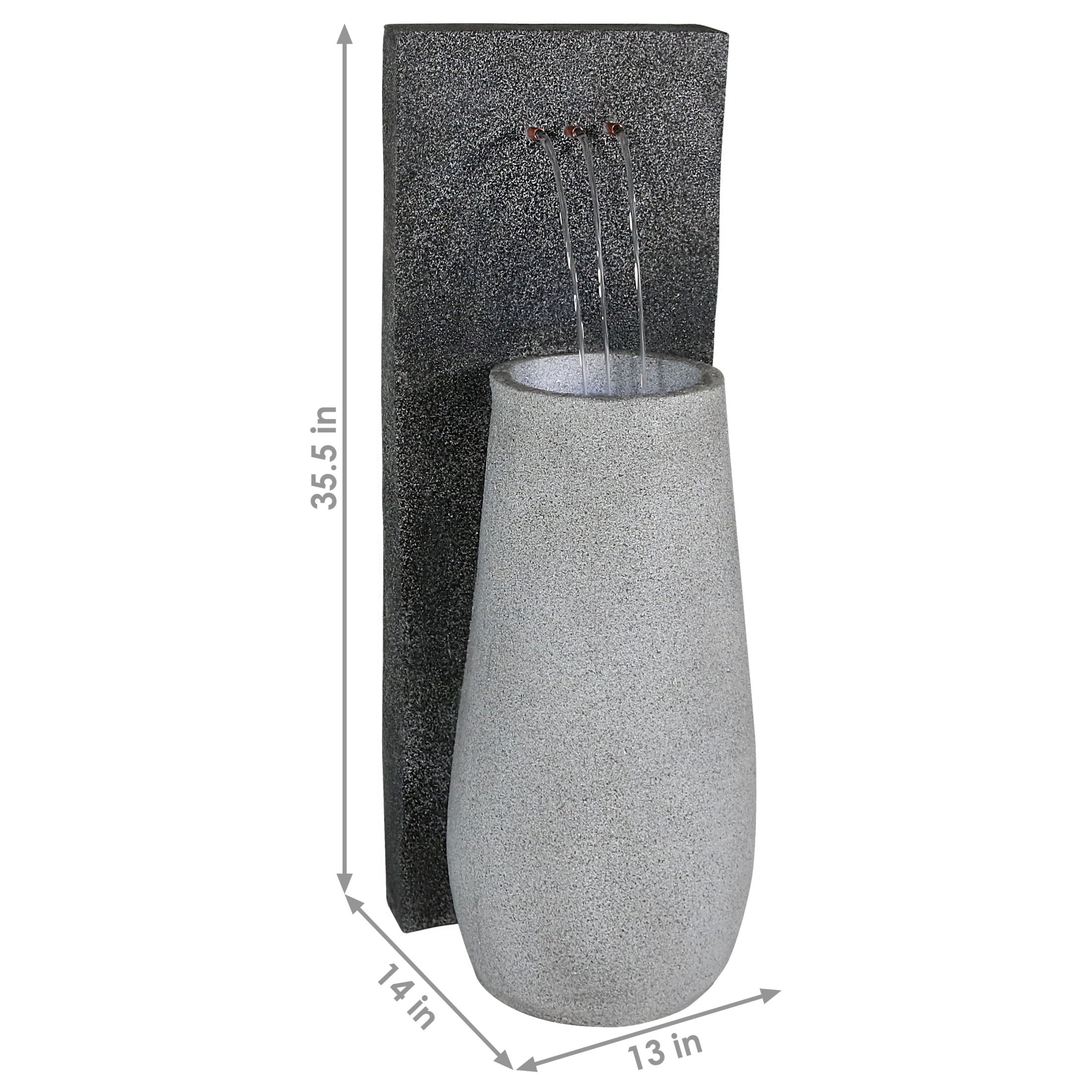 Sunnydaze Three Stream Monterno Polyresin Outdoor Water Fountain with Lights