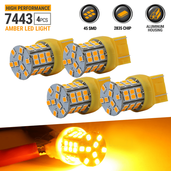 4X 40W 7443 LED Amber Yellow Turn Signal Parking DRL High Power Light Bulbs