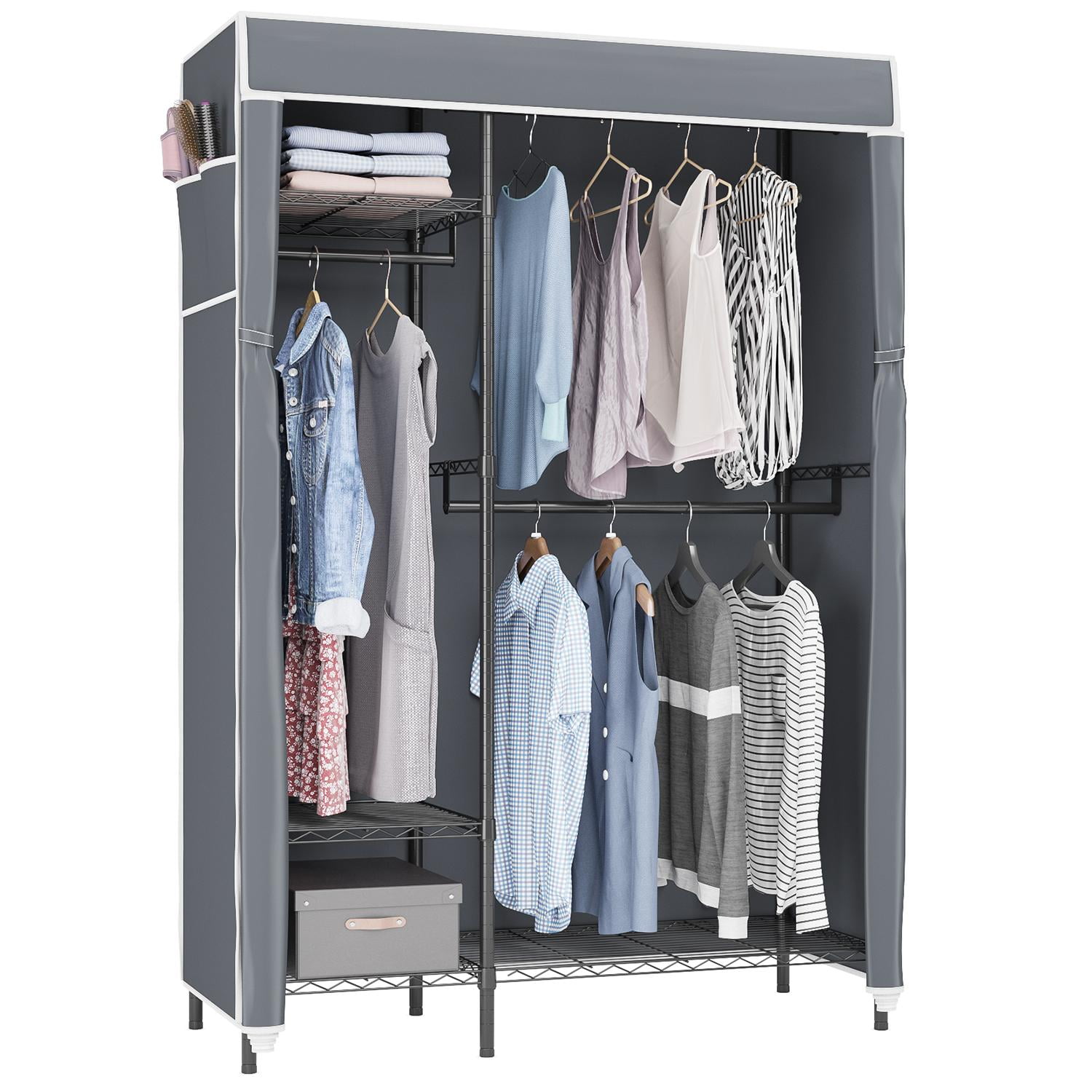 VIPEK V2C Wire Garment Rack 4 Tiers with Gray Oxford Fabric Cover, Max