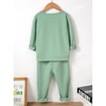 thumbnail image 2 of MIKRDOO Little Boys Outfits 5 Years Boys Solid Color Long Sleeve 6 Years Boys Pants 2Pcs Clothes Set Green, 2 of 7