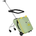 thumbnail image 4 of ADVWIN 2-in-1 Kids Ride on Suitcase, 20" Hardside Travel Luggage with Seat, Carry on Luggage with Detachable Trolley for Toddler Baby Travel Flight, with Luggage Tags & Cushion (Green, 20-in), 4 of 12