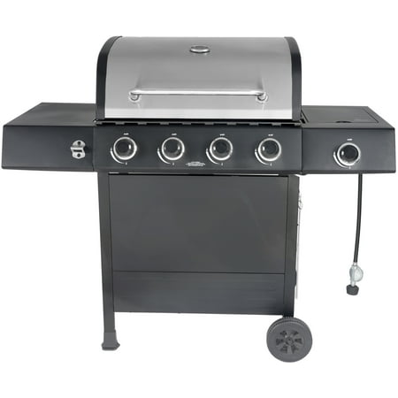 RevoAce 4-Burner LP Gas Grill with Side Burner, Stainless Steel & Black, (The Best Propane Grills)