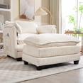 thumbnail image 5 of 40" Wide Accent Chair with Ottoman, 25" Wide SeatUpholstered Lounge Chair, Modern Comfy Lounge Chair, Boucle Armchair Reading Chair with Pillows for Living Room Bedroom, Beige, 5 of 8