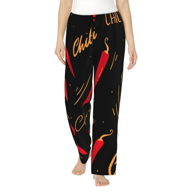 Balery Hot Chili Pantalones de pijama para mujer, pijamas ultraligeros, pantalones de estar por casa-Small