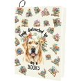 thumbnail image 1 of Funda elástica para libros con diseño floral de perro adorable, lavable, reutilizable, de tela de nailon, protectora, 9.4 x 15.7 pulgadas, 1 of 9