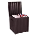 thumbnail image 3 of 51 Gallon Plastic Yard Storage Box with Lockable Seat, Outdoor Storage Deck Box Chest for Backyard, Porch, Patio, Garden, All-Weather Storage Container for Tools, Toys, Brown, 3 of 7