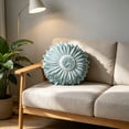 thumbnail image 4 of Textured Floral Throw Pillow Handmade Petal Flower Cushion, Light Teal Decor Pillow Sofa Bedroom Coastal Farmhouse Accent, Multiple Styles Soft Plush Decorative Home Accent Cushion Gift Indoor Use(A), 4 of 6